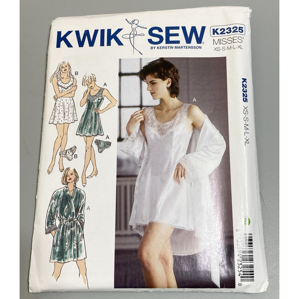 Kwik Sew K2325 Misses Nightgown/Chemise/Wrap Robe/Panties Set Sz XS-XL UNCUT NOS
